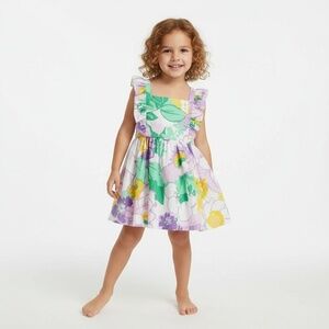 Multi-Color Floral Summer Ruffled Straps Gathered Skirt Dress sz 3t